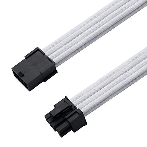 EZDIY-FAB Sleeved Cable PCIE 6+2 Pin - Cable Extension for Power Supply- White