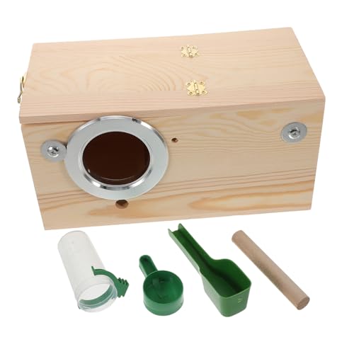 Abaodam 1 セット オウムのネスティングボックス パラキートハウス インコの巣 鳥小屋 バッジーケージ オウムの巣 鳥かご オカメインコの家のケージ コニュア飼育箱 巣箱 木製 Beige