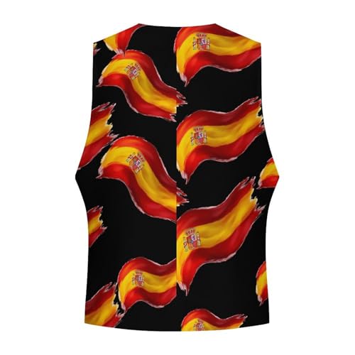 Spain Spanish Flag Waving Casual Suit Vest for Men Formal Business Dress Regular Fit Waistcoat Tuxedo4