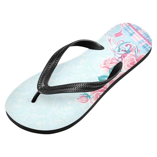 Burbuja Floral on Blue Flip Flops for Women Men, Soft Thong Sandals Rubber Slippers for Pool Beach Essentials2