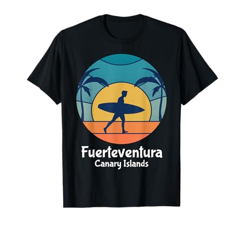 Fuerteventura Canary Islands Surfing Surfer Vintage Sunset T-Shirt