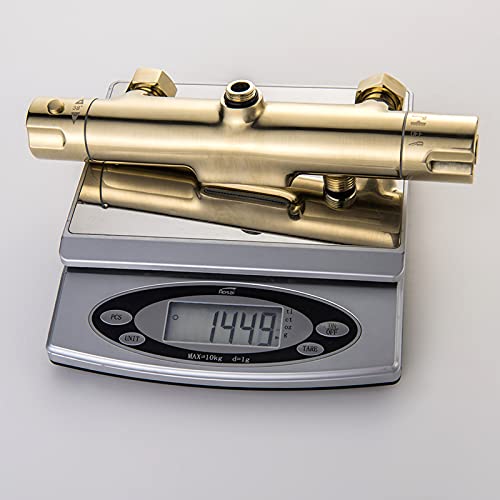 Robinet de douche thermostatique anti-brûlure 38°C ensemble mitigeur or brossé complet - 8