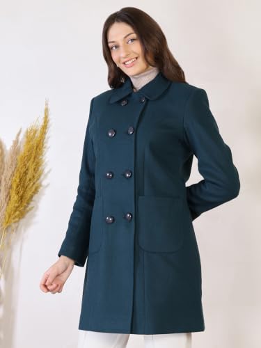 Image of CHKOKKO Women Classic Long Winter Coat Double Breasted | Knee Length Design with a Sophisticated Spread Collar and Convenient Front Pockets for All Occasions