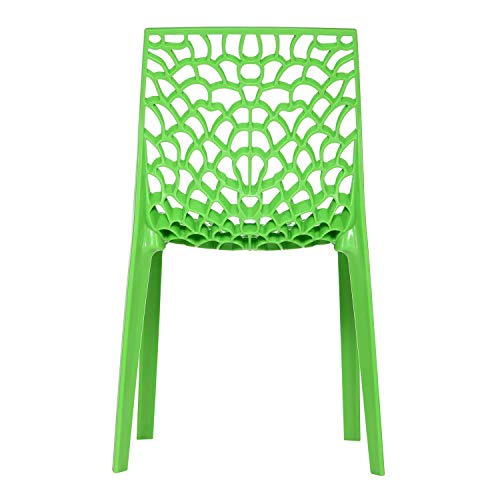 Image of Supreme Web Plastic Chair |Armless Chair for Dining Room Set, Home, Cafe & Outdoor Use |Weight Bearing Upto 220kgs (Color: Parrot Green ; Set of 2)