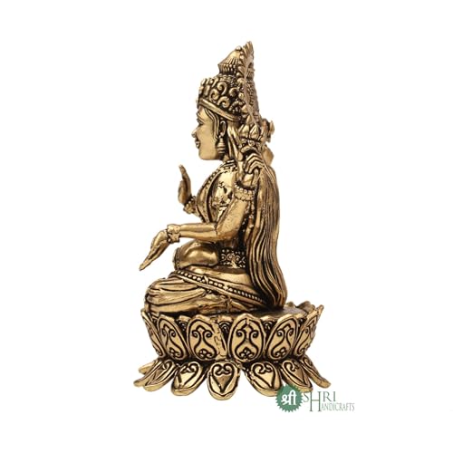 Image of INDICAST Handcrafted Brass Goddess Laxmi Statue for Home Temple | 4 inch Maa Lakshmi Figurine Idol Murti Sacred Symbol of Wealth | Perfect for Rituals & Gifting (Weight 180gm)