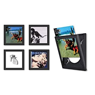 Show & Listen – Vinyl Record Frames (4 Pack) Black | Flip‑Open Mechanism for 12″ LP Album Covers | Wall‑Mounted Music Room Display - Les Beatles, Paul McCartney, John Lennon, RIngo Starr, George Harrison