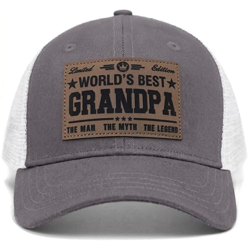 Image of Fathers Day Dad Papa Gifts from Daughter Son Wife, Unique Men's Hat for Dad Grandpa Husband, Leather Pattern Baseball Cap
