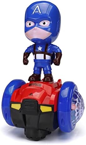 Marvel マーベル Captain America キャプテン アメリカ Spider Man スパイダーマン オートバイ バイク バランスカー 子供のおもちゃ 回転車 音と光 誕生日プレゼント 子供への良い贈り物 彼氏への最高の贈り物 男の子 女の子 B バッテリ式 プラモデル 模型