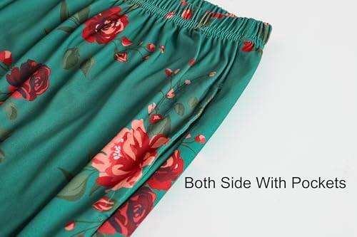 Image of Vozanet Women's Short Sleeve Top and Shorts Pajama Sets Plus Size V Neck Colorful Flower Nighty Loungewear With TWO Pockets