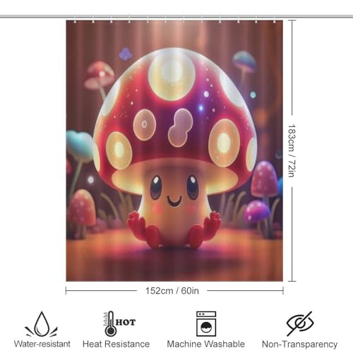 Rideau de douche anti éclaboussure en tissu polyester champignon