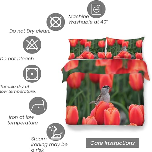 Housse de couette 200x200 fleurs avec 2 taies d'oreiller microfibre - 7