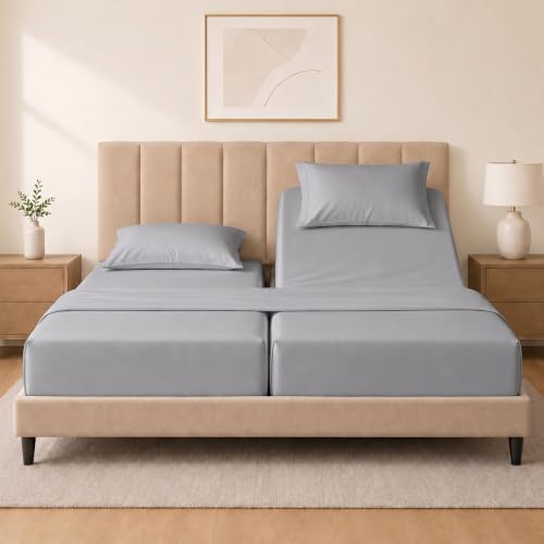 Egyptian Cotton Split King Sheets Set, 5 Pieces