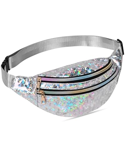 WUNZILO 1 pcs Sac Banane Tendance Etanche Holographique Sacoche Sac Banane Sac à Bandoulière Hologramme Unisexe Grande Capacité Sacoche