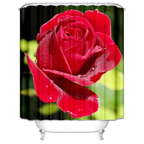 Rideau de douche KnSam rose rouge 180x200 en polyester imperméable - 3