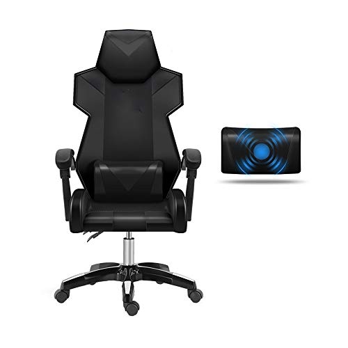SDdPulse Computer Chair Racing Style High-Back PU Leather Office Chair with Lumbar Support Reclining Ergonomic Racing Office Chair Height Adjustable Video Game Chairs,All Black