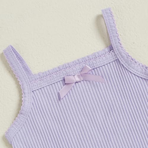 fhutpw Toddler Baby Girl Clothes Summer Spaghetti Strap Tops Floral Elastic Waist Shorts Infant Sleeveless Outfit 2 Piece Set4