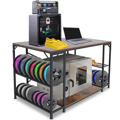 Upgraded 3D Printer Stand, Extra Large 3D Printer Filament Storage Rack for Home Office, 2-Tier Under Desk 3D Printer Table Desk with Filament Storage for Printer Accessories Garage Workshop Studio
