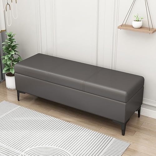 SOFACHEN Banco Almacenamiento Banquetas Dormitorio, Banco De Almacenamiento Tapizado De Cuero, para Dormitorio Y Entrada, Baul Almacenaje(Dark Gray,31.4in/80cm)