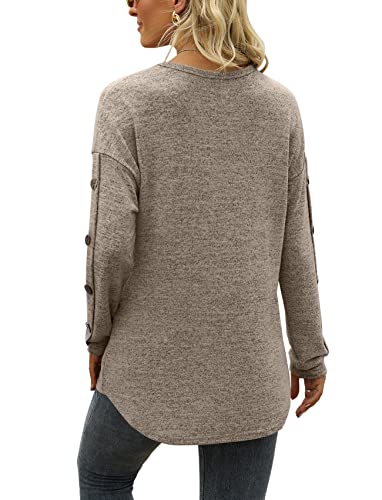 Alaroo Long Sweaters For Women Boatneck Button Up Tunic Sweatshirts Fall Basic Blouse Xl #TOP3