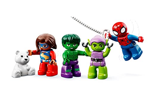 Image of LEGO 10963 Duplo Marvel Spider-Man and Friends: Fairground Adventures, Building Toy for 2 Year Old Kids with Helicopter and Hulk Figure