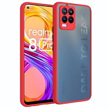 Uoiea (Camera Protection) Matte Case Cover for Realme 8 Pro - Red