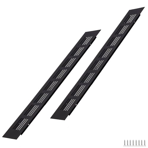 WJUAN Rejilla de ventilación de aluminio, 350X50MM, Negro, rectangular, para armarios, dormitorios y puertas