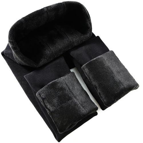 CHRLEISURE Women's Fleece Lined Tights - Fake Sheer Warm Pantyhose Thick Winter Leggings(Black, XS/S)