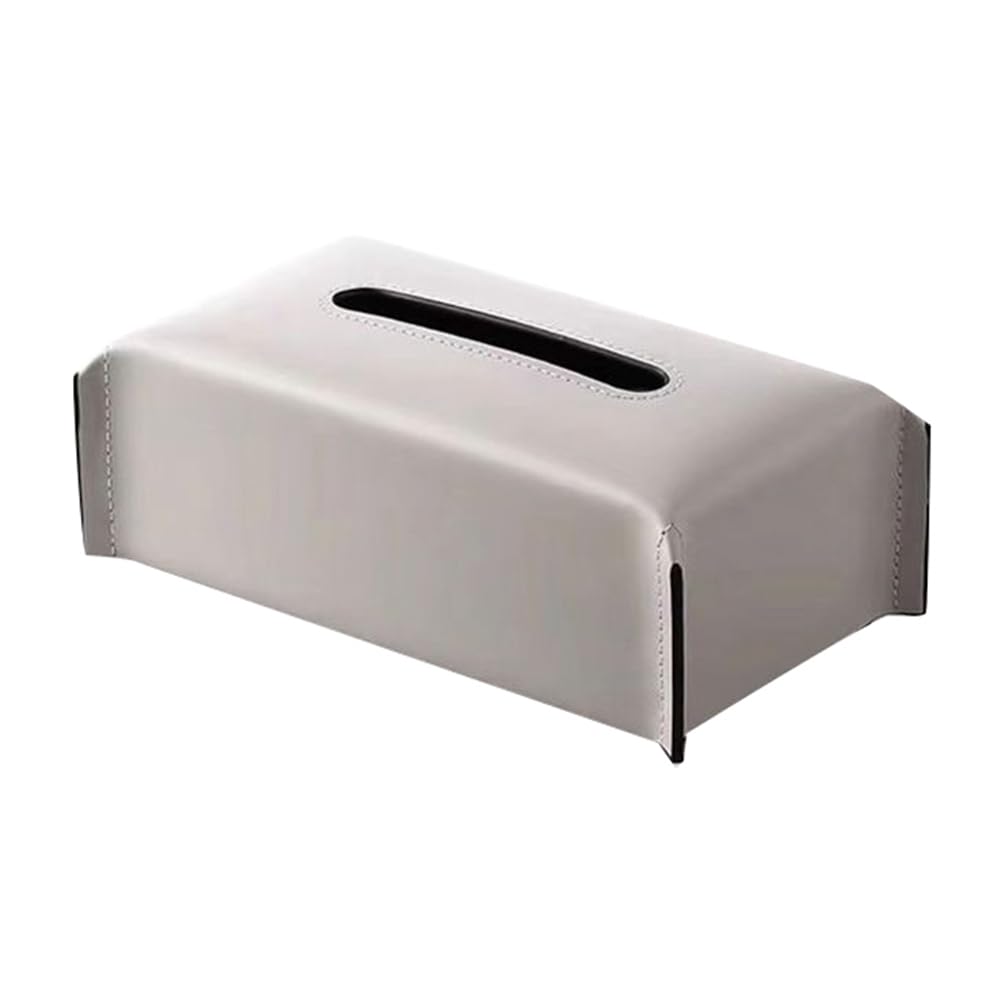 CTRLZS Tissue Box Leather Napkin Case Luxury Paper Cover Living Room Tissue Paper Holder Desktop Home Tabletop Decoration Grey