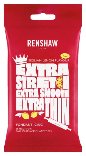 Renshaw Extra Fondant White con sabor a Limón de Sicili 1kg - Pasta de Azúcar Extra Elástica con Sabor a Vainilla, Óptima para Cubrir Tartas y Postres - Blanco - 1 kg