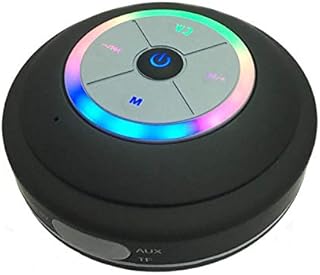 ISMMIK LED Bluetooth Shower Speaker With FM Radio Portable Wireless Shower Speaker with Suction Cup Built-in Mic Waterproof Bluetooth Speaker for Bathroom Beach Outdoor Black