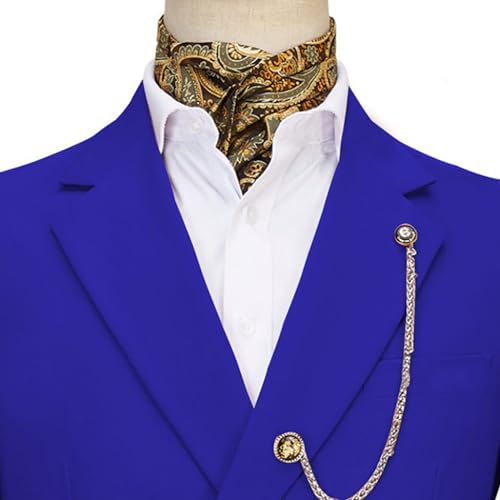 Image of Men's 2 Piece Suit with Metal Clasp Slim Fit Suit Stylish Business Pants Casual Wedding Grooms Tuxedo Suit
