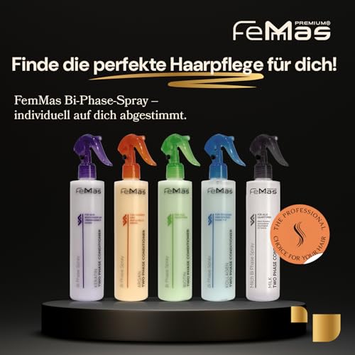 2. Bild von FemMas Bi-Phase Keratin Leave In Conditioner Sprühkur 320ml I 2 Phasen Feuchtigkeitsspray I Haarpflege-Spray ohne Ausspülen I für beschädigtes & strapaziertes Haar I Anti-Frizz Detangler Haar-Kur