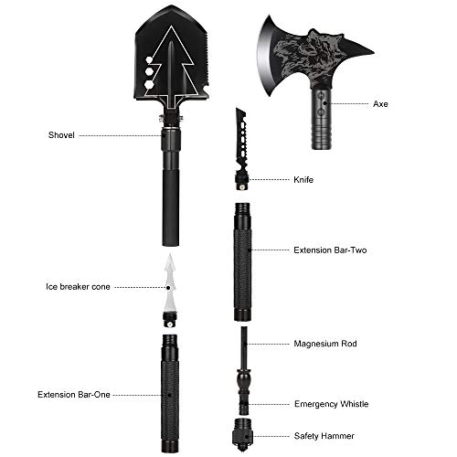 image for LIANTRAL Camping Shovel Axe Set, Folding Portable Multi Tool Survival 