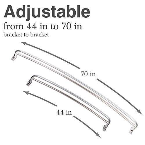 Js Jackson Supplies Double Curved Shower Rod, Metal Construction, Adjustable Between 44 To 70 Inches, Aluminum Rods And Zinc Mounting Hardware, Quality Modern Bathware, Brushed Nickel Finish #TOP2