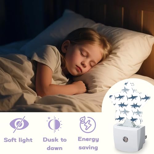 Image of Nightlight,Cute Shark Decorative Night Lights Plug Into Wall,Wild Fish Night Light with Auto Sensor for Bedroom,Nursery,Hallway,Stairway,Gifts