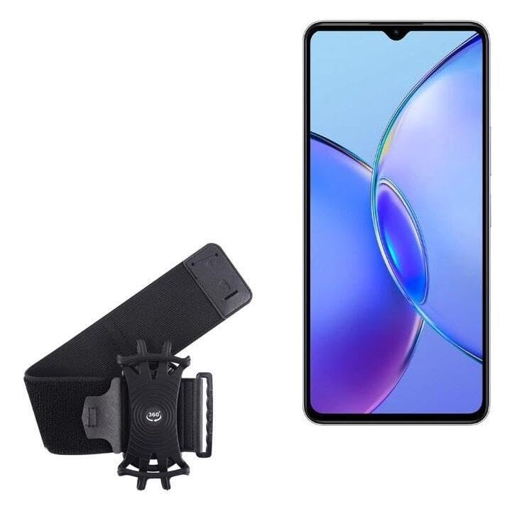 BoxWave Holster Compatible with vivo Y35+ - ActiveStretch Sport Armband, Adjustable Armband for Workout and Running - Jet Black