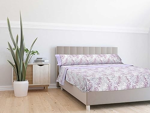 Mora - Juego de sábanas algodón Combinado + Fundas de Almohada - 3/4 Piezas - 144 Hilos - diseño Estampado Entretiempo - Modelo M86