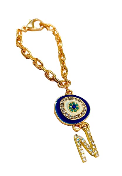 Morel Sturdy Rose Gold Watch Charm of Evil Eye and N Initial Diamond Alphabet Pendant, Watch Charm, Watch Accessories, Giftable for Wife, Sister or Friends Pack of 1 (B09YQM2Z44) Amazon Price History, Amazon Price Tracker