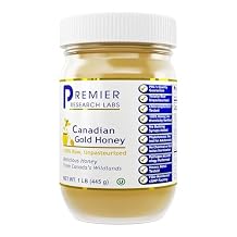 Premier Research Labs Canadian Gold Honey - Raw Honey, Pure Honey, Raw Unpasteurized Honey, Unfiltered, 100% Pure, Sugar-Free, Unprocessed Wildflower Honey - 1 lb Jar