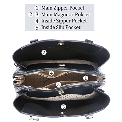 Image of KKXIU Triple Compartments Purses and Handbags for Women Fashion Ladies Satchel Shoulder Top Handle Bag