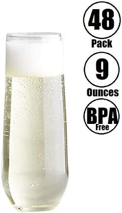 Miniatura 6 de Juego de 48 copas de vino de plástico transparente sin tallo, irrompibles, 48 unidades