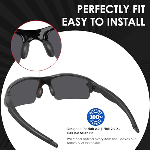 BLAZERBUCK Sock Kits Earsocks & Nosepieces for Oakley Flak 2.0 OO9295/Flak 2.0 XL OO9188/Flak 2.0 Asian Fit OO9271 Sunglasses - Black + Black3