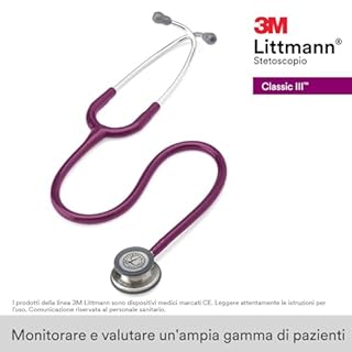 3M Littmann Stetoscopio per il monitoraggio Classic III, tubo auricolare prugna, 69 cm, 5831