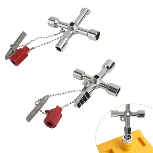 Knocery Clé Universelle Multifonctionnelle, 2 Pièces 4 Voies Clé Pompier Multifonction, Triangle Poubelle, pour Armoires Electriques, Compteur Électrique, Radiateur, Ascenseurs