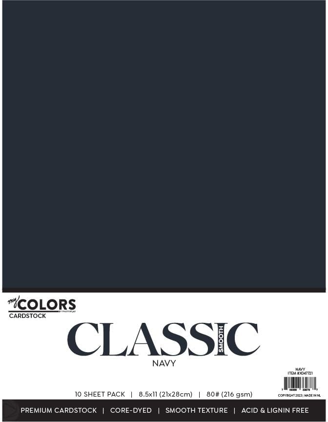 My Colors Classic 80lb Cover Weight Cardstock 8.5 inches x 11 inches-Navy, Blue