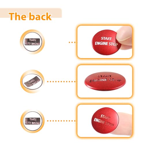 LLKUANG Red & Silver Engine Start Stop Push Button Switch Sticker Cover for LR4 Discovery 4 & Land Rover Range Rover Sport 2010-2013 Aluminum Alloy Car Accessory (Red)