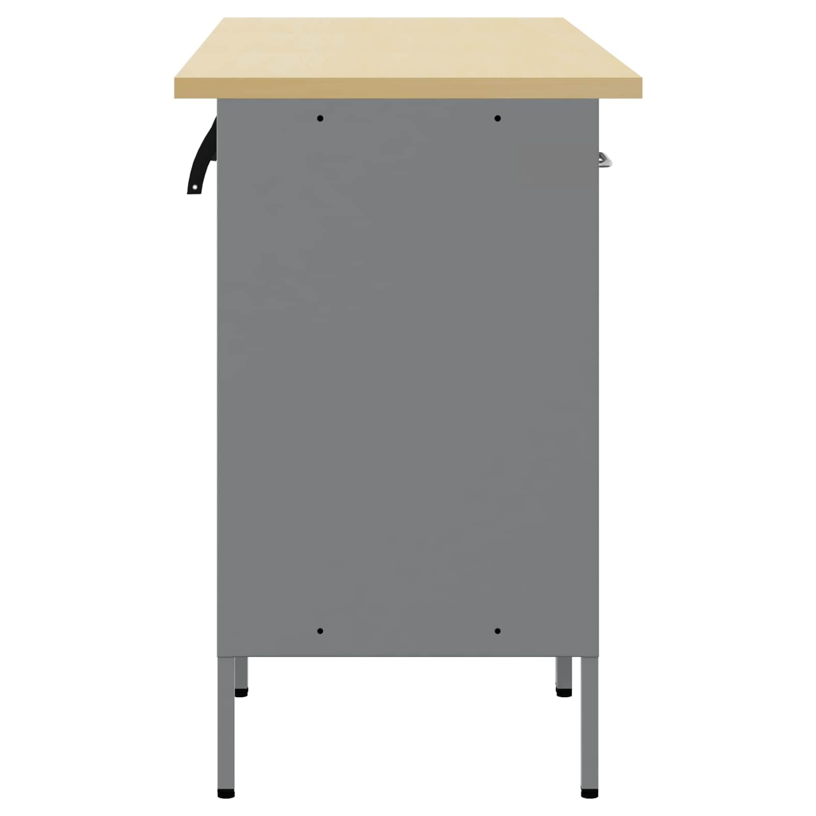 Banco de trabajo con cajones negro y gris, 150 x 55 x 85 cm, armario de madera de acero resistente con 6 cajones, ideal para taller, garaje, sala de ocio