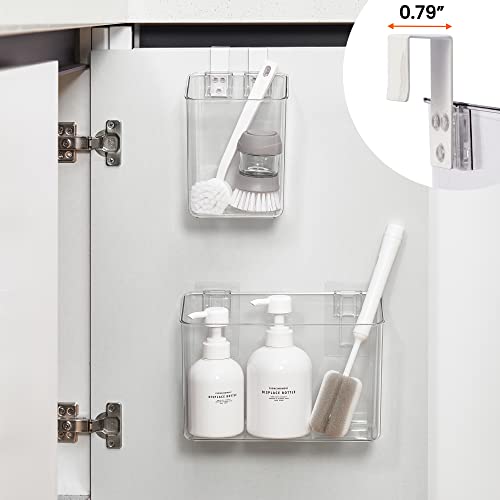 Vacane Plastic Over Cabinet Door Organizer With Removable Hooks, Clear Hanging Baskets For Organizing Over The Cabinet Organizer Holder For Kitchen, Pantry, Bathroom-Hang Outside Or Inside Door-4 Pack #TOP2