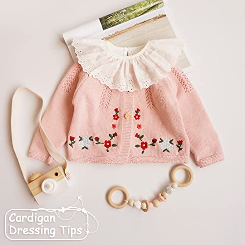 Image of Simplee kids Baby Girl Thin Sweater Solid White Pink Cardigans for Toddler 0-3Years