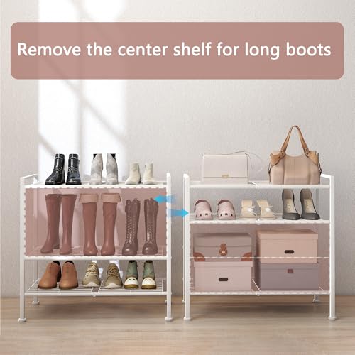 Image of 4-Tier Shoe Rack,Metal White Shoe Storage Organizer Shelf for Closet,Entryway,Hallway,Dorm (White, 4 Tier)